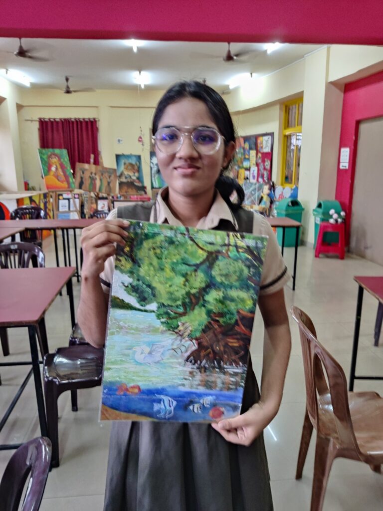 Shaivi Gaonkar bags the 1st place at the ‘World Mangrove Day Celebration’ poster competition organized by, Parvatibai Chowgule College, Margao.