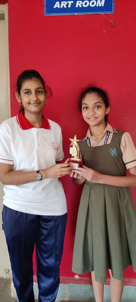 Khushi Chaudhary ( 9B) and Aliya Brito (7B) bag the 3rd place at the Art/Craft competition organized by Human Life International, Goa.